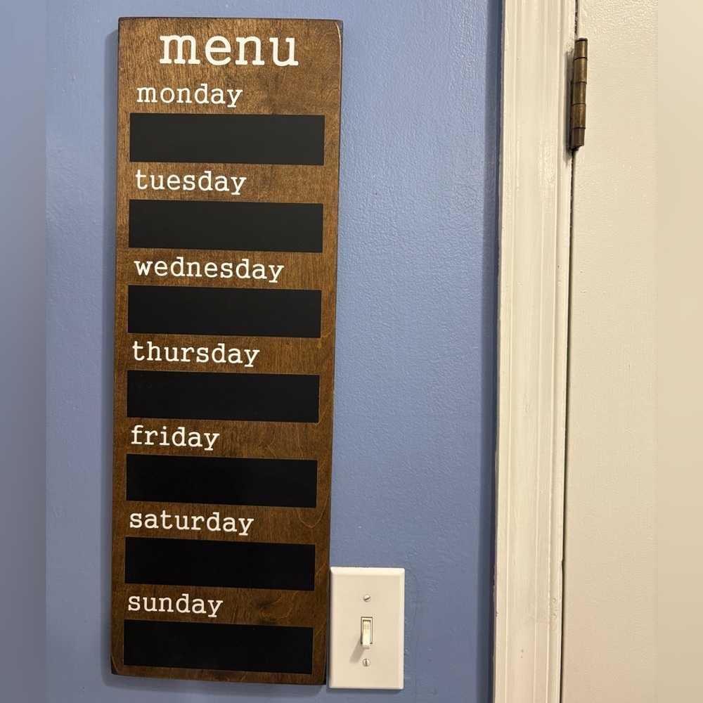 Handmade Weekly Menu Board with Chalkboard Panels